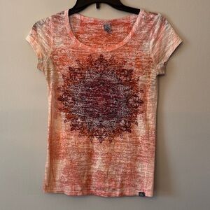 Prana Coral Mandala Short Sleeve Tee Burnout poly/cotton